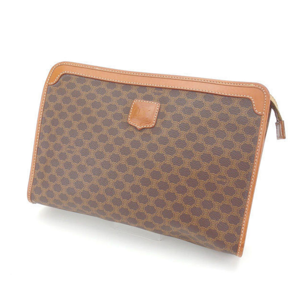 Celine brown bag clutch macadam Cline leather